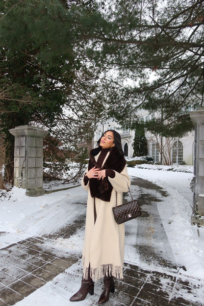 Mink Fur Scarf in Dark Brown